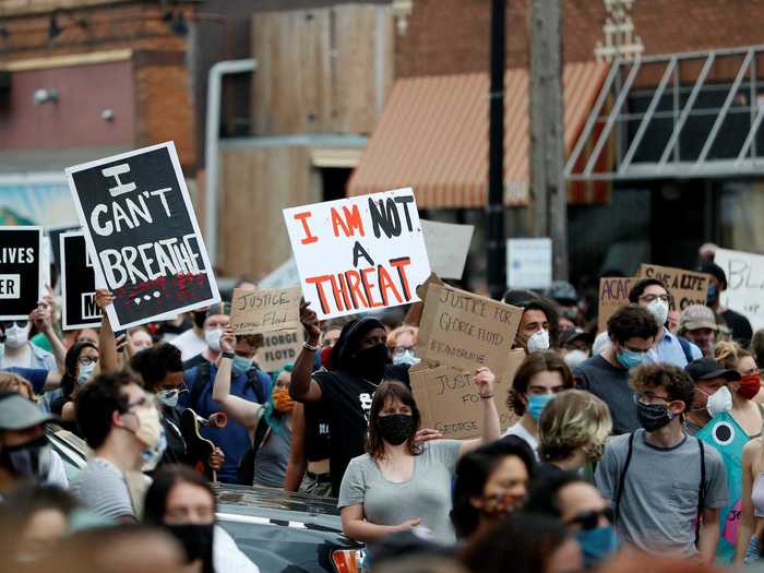 At the site of his killing, protesters chanted "I can