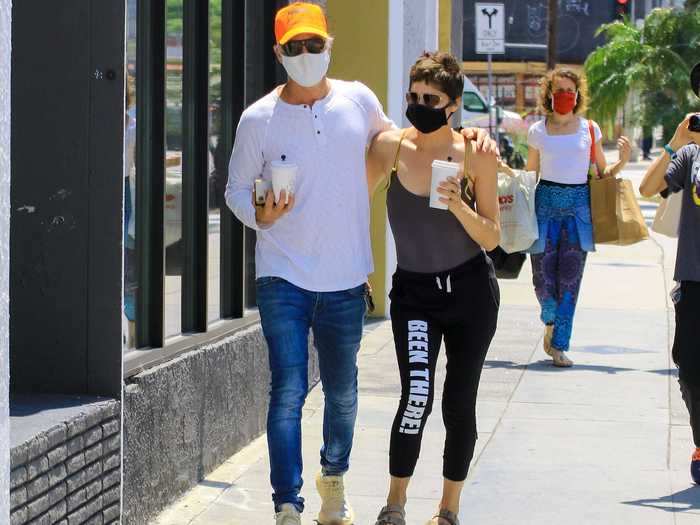 Selma Blair and her boyfriend, Ron Carlson, enjoyed a masked coffee run in Los Angeles.