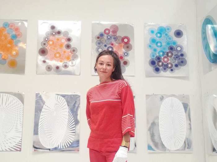 She works as an artist, designing large-scale installations for tech companies or public institutions in the region. But commissions are on hold given the current state of things.