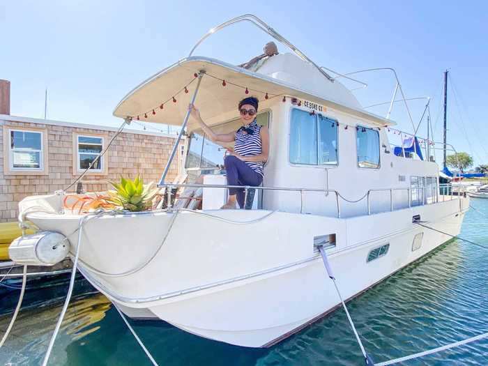 Raylene Gorum lives on this split-level houseboat, but she