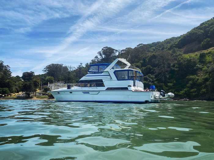 Heiden lives on this motor yacht with her partner.