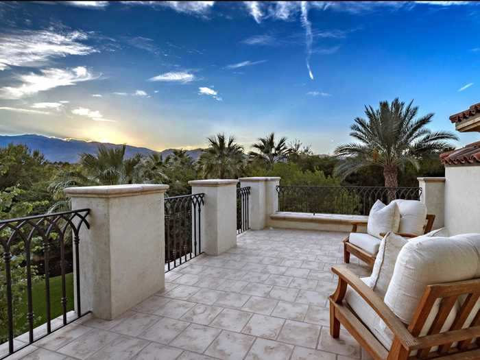 The master suite also opens up to this private terrace with views of the Santa Rosa and San Jacinto Mountains.