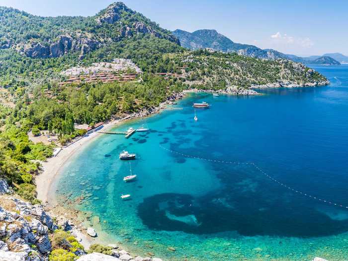 Bozukkale Bay, Marmaris, Turkey, offers a quiet and relaxed atmosphere.