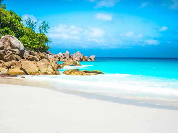 Anse Georgette in Praslin, Seychelles, is quite secluded.