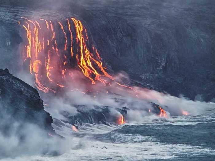 Volcanoes in Hawaii Volcanoes National Park on the Big Island ooze lava.