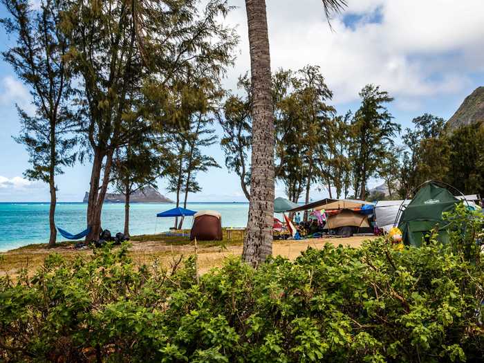 HAWAII: Waimanalo Bay Beach Park Campground in Honolulu