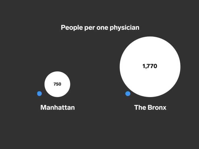 In addition, access to medical professionals is not equal across the Bronx and Manhattan