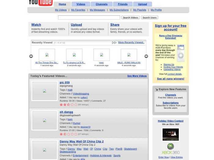 December 2005: YouTube officially launches out of beta, and is made available to the public. At this point, YouTube is getting 8 million views a day.