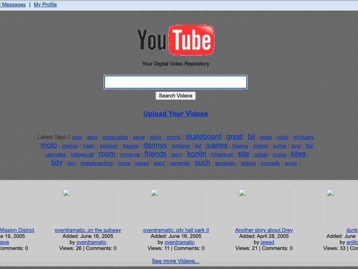 May 2005: YouTube launches its beta version to the public for the first time. As you can see, the design has changed quite a bit since then — the latest redesign to YouTube