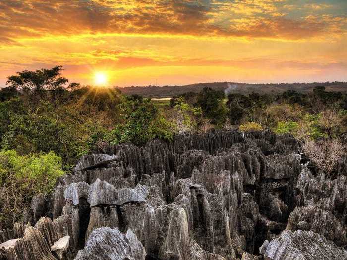 Tsingy de Bemaraha Strict Nature Reserve in Madagascar is known for its rocky landscape.