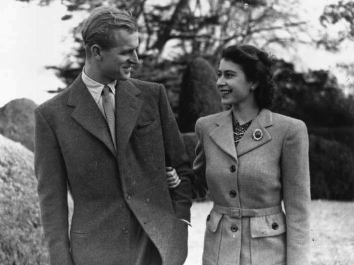 The Duke and Duchess of Edinburgh linked arms during their honeymoon in Romsey, Hampshire.