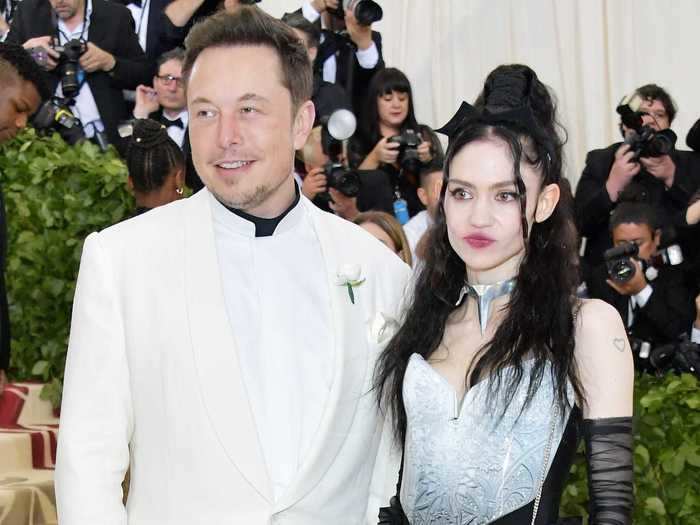 Musk dates Grimes, and later they have a baby together and give it an unusual name.