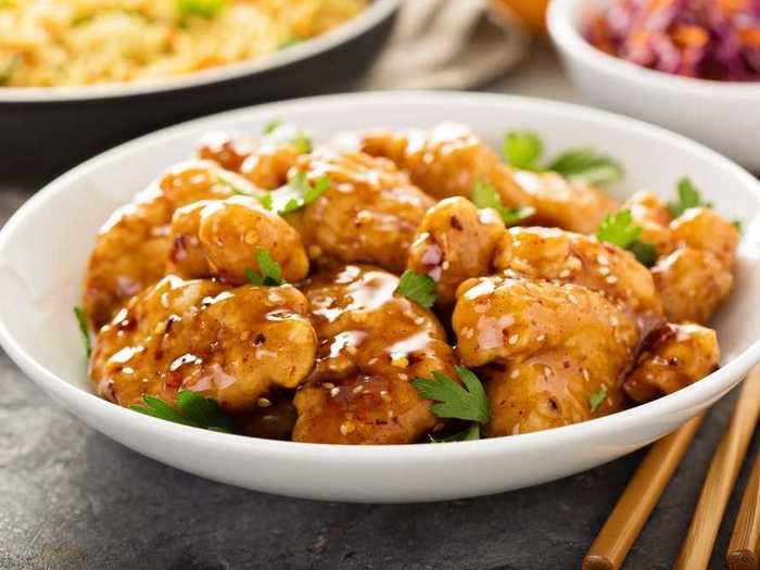 Orange chicken was invented by a Panda Express chef in America.