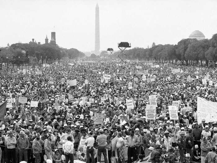 The Solidarity Day march in Washington, DC, was on September 19, 1981. Thousands protested President Reagan