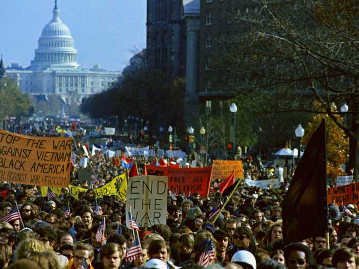 An anti-Vietnam War protest in Washington, DC, happened on November 15, 1969.