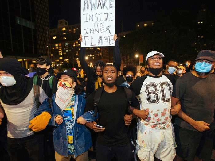 Others banded together as they walked through the streets.