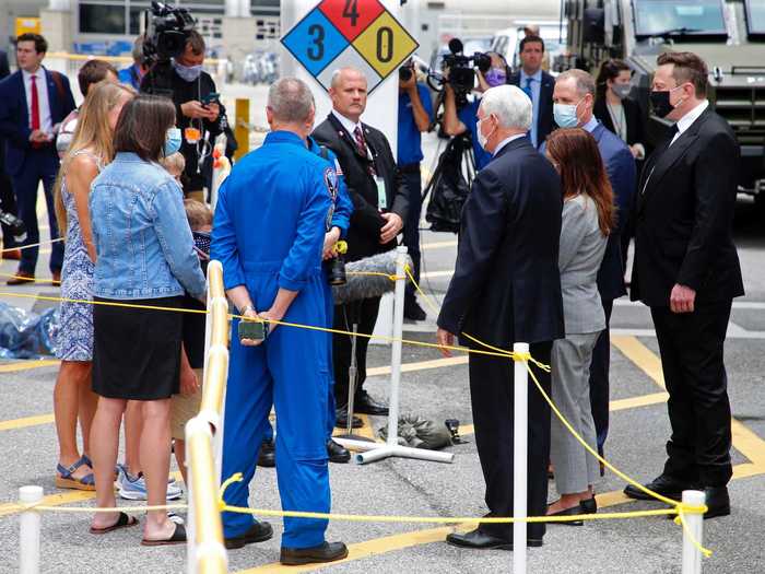 Vice President Mike Pence joined Elon Musk, along with the astronauts and their families, at the Kennedy Space Center prior to the launch.