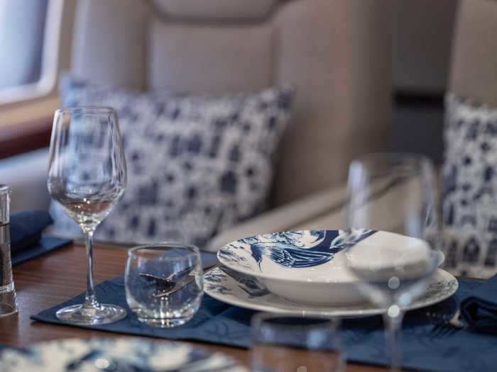 Delftware china is kept on board, an iconic product of the Netherlands.