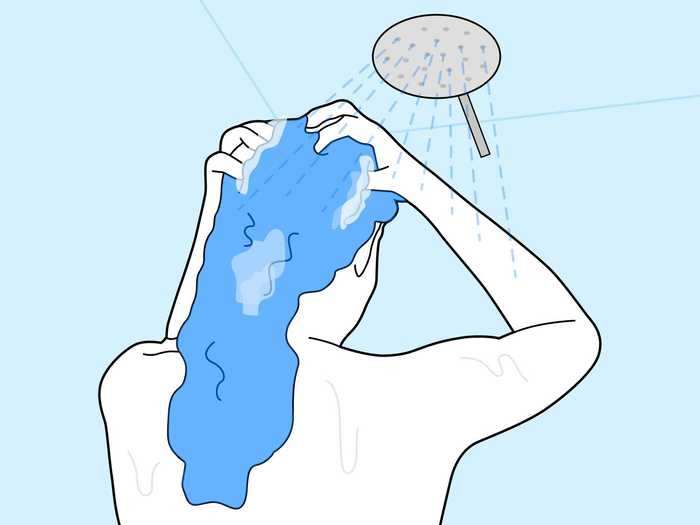 Shower when you get home, using cool water to avoid further irritation. Do your best not to breathe in more tear gas during the shower, and keep your eyes closed. Wash your hair especially well.