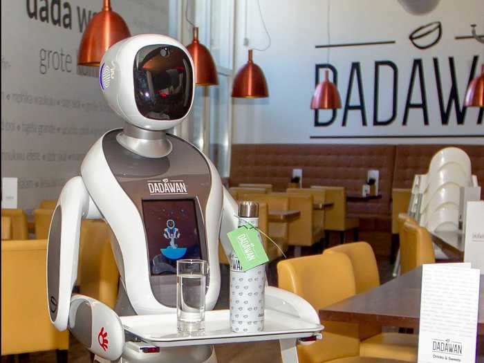 When the meal is finished, another robot comes to collect the dishes.