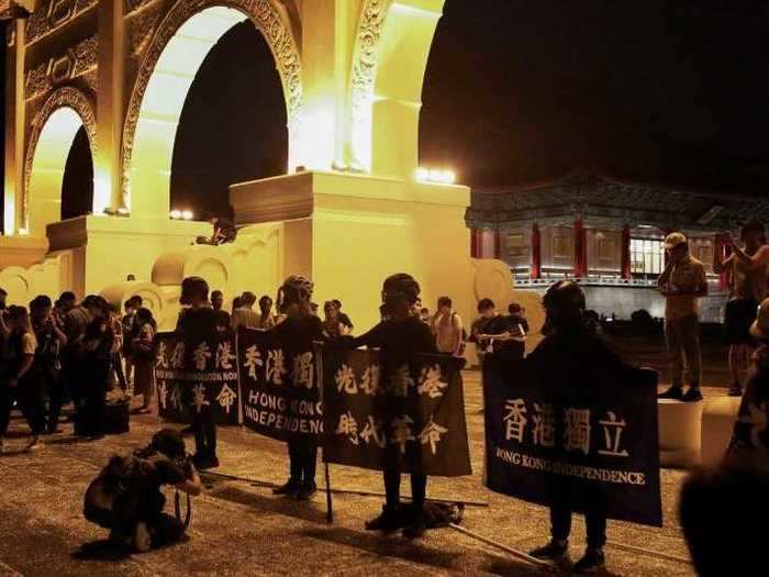 Protesters gathered to show support in Taipei, Taiwan, on Thursday, too.