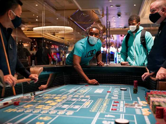 The Bellagio also installed plexiglass barriers to separate players in its casino.