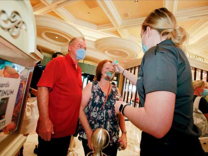 At the Bellagio hotel, guests had their temperature checked upon arrival.