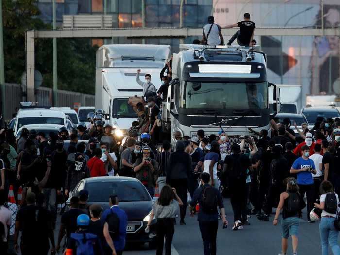 In Europe, although the demonstration was banned, thousands gathered around the U.S. Embassy in Paris on June 6 to protest in solidarity with the U.S. and in memory of a black French man named Adama Traore, who died in a 2016 police operation, per the New York Times. Demonstrators also gathered at the Eiffel Tower.