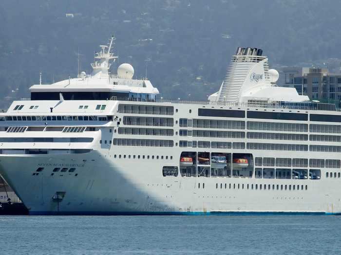 The US is also home to many empty ships. Three empty ships run by Regent Seven Seas Cruises are now docked at the Port of Oakland, California.