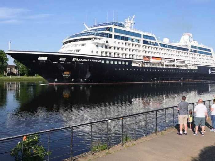 Forty miles away, the Azamara Pursuit is moored in Glasgow