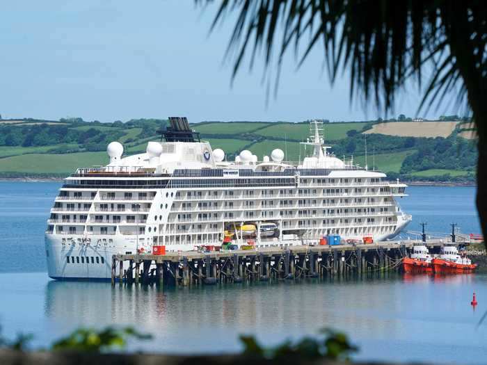 The World, the largest private residential ship on the planet, docked in Falmouth, England, on May 26 and will be there for the forseeable, too.