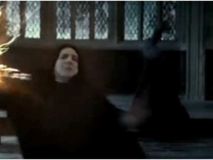 Severus Snape is still fighting for the good guys even when he duels McGonagall in 