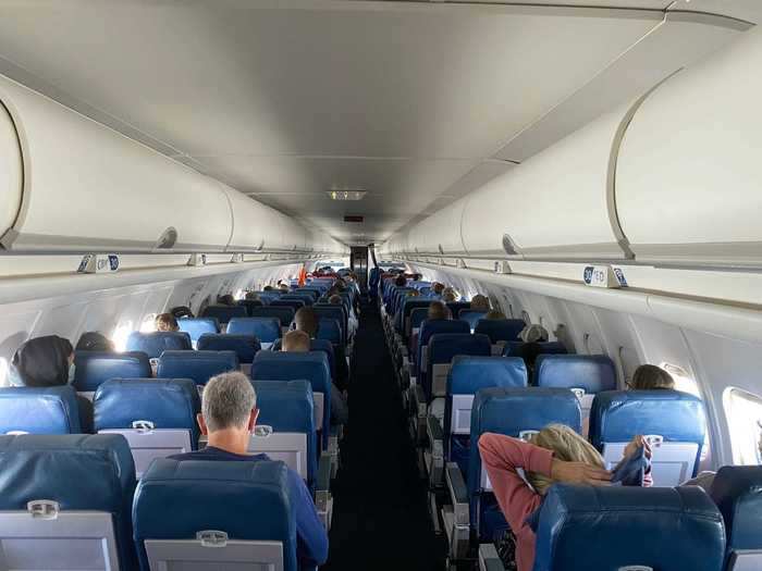 The plane was surprisingly full for a 6:30 a.m. flight from Hartford to Atlanta, a reminder that travel is slowly but surely rising back to normal levels.