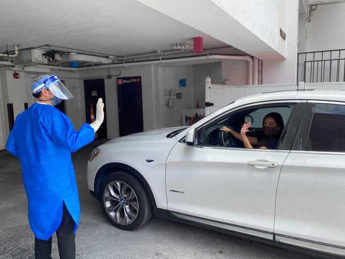 Both Salzhauer and drive-thru Botox patients wear masks for the entirety of the appointment to prevent potentially spreading the coronavirus.