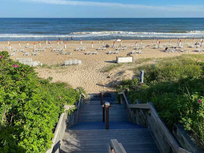 I headed down the stairs near our room to check out the 2,000-foot private beach.