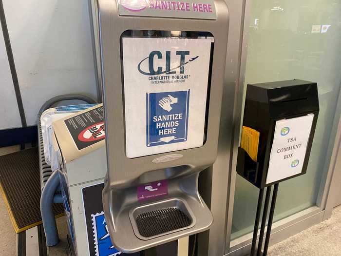 The airport did have hand sanitizer stations, though very few in number.