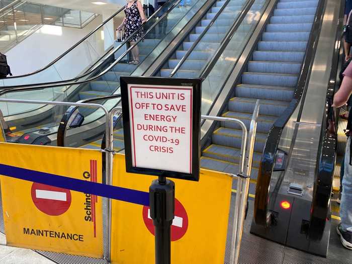 Social distancing seemed like a foreign concept with passengers not caring about staying apart. There were also some obvious pitfalls, including consolidating escalators to save energy.