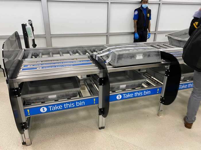 There was similarly no line for the security checkpoint and the Transportation Security Administration was doing its part to aid social distancing by blocking certain stations at its automated x-ray machines.