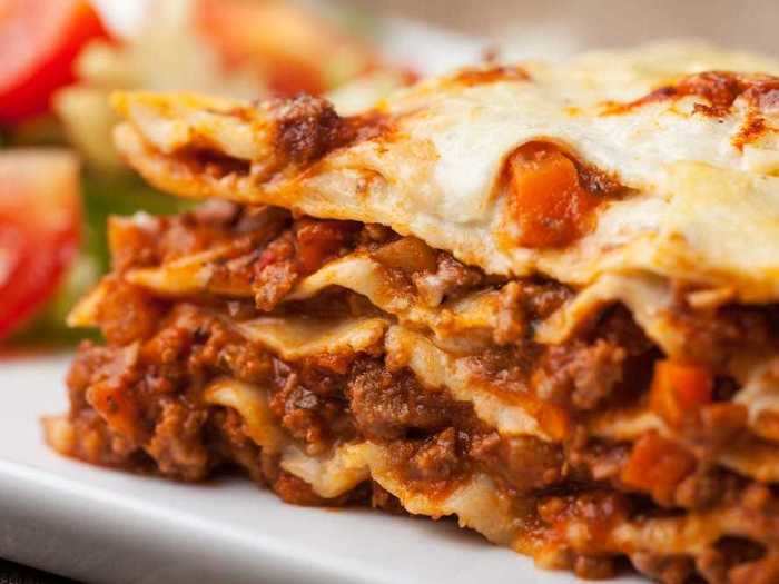 Lasagna keeps ground beef from tasting dry or overcooked.