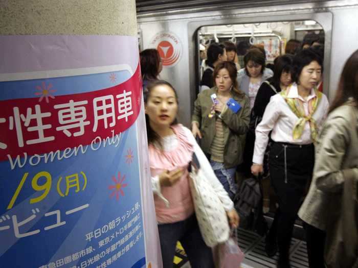 The subway has a few specially designated cars that only women can ride.