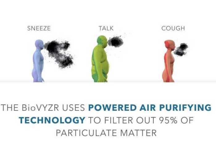 Fans draw in outside air through N95 filters while also filtering out air from inside the shield.