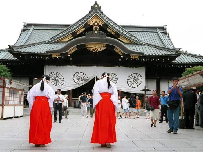 The Yasukuni Shinto Shrine in Tokyo memorializes war criminals along with Japanese soldiers.