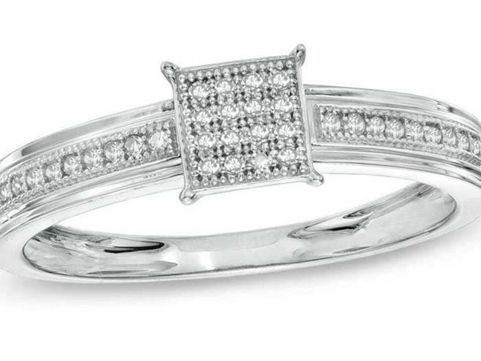 Petite diamonds make for a surprising engagement ring choice.