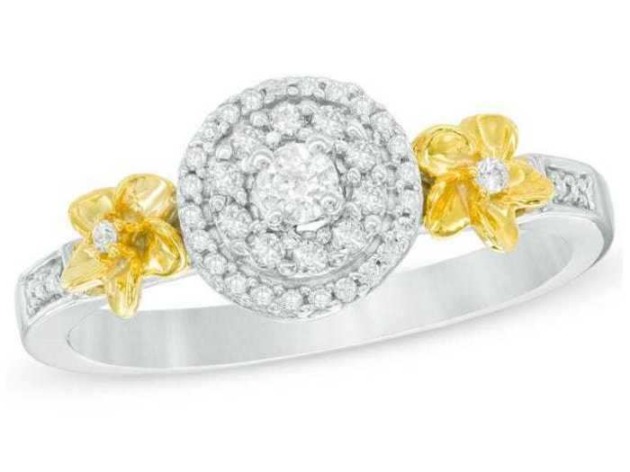 Flowers give brides the opportunity to add some color to their diamond rings.