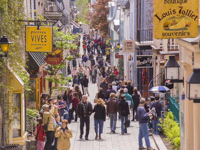 Quebec City, Canada, has scenic cobblestone streets.