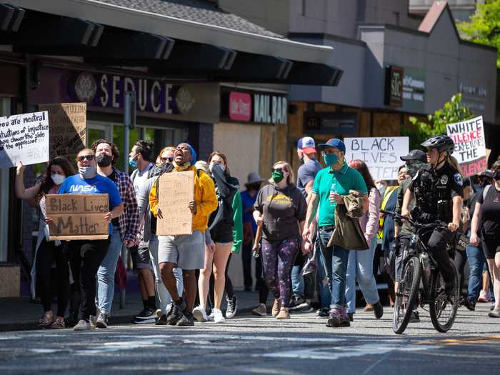 Hundreds descended on city hall in Kirkland, Washington, on June 6.