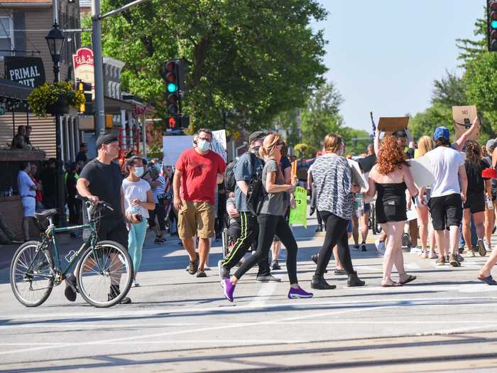 In Tinley Park, Illinois, around 150 people protested downtown on June 2.