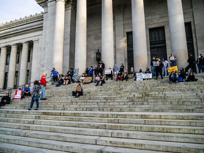 ... and protested at the steps of the state