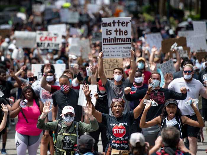 In Columbia, South Carolina, people marched through the city on the seventh straight day of protests.