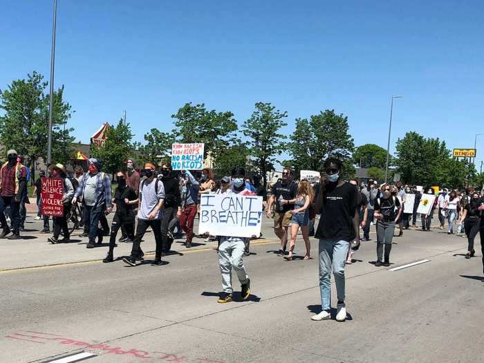 In Fargo, North Dakota, hundreds of demonstrators joined together just days after  Floyd was killed in police custody.